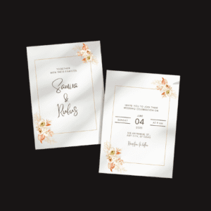 הזמנה לחתונה "דגם פרחים שמנת"